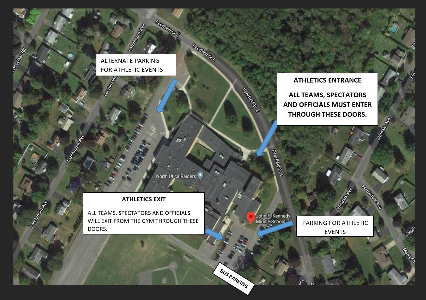 Vizuelna mapa parkinga u srednjoj školi JFK