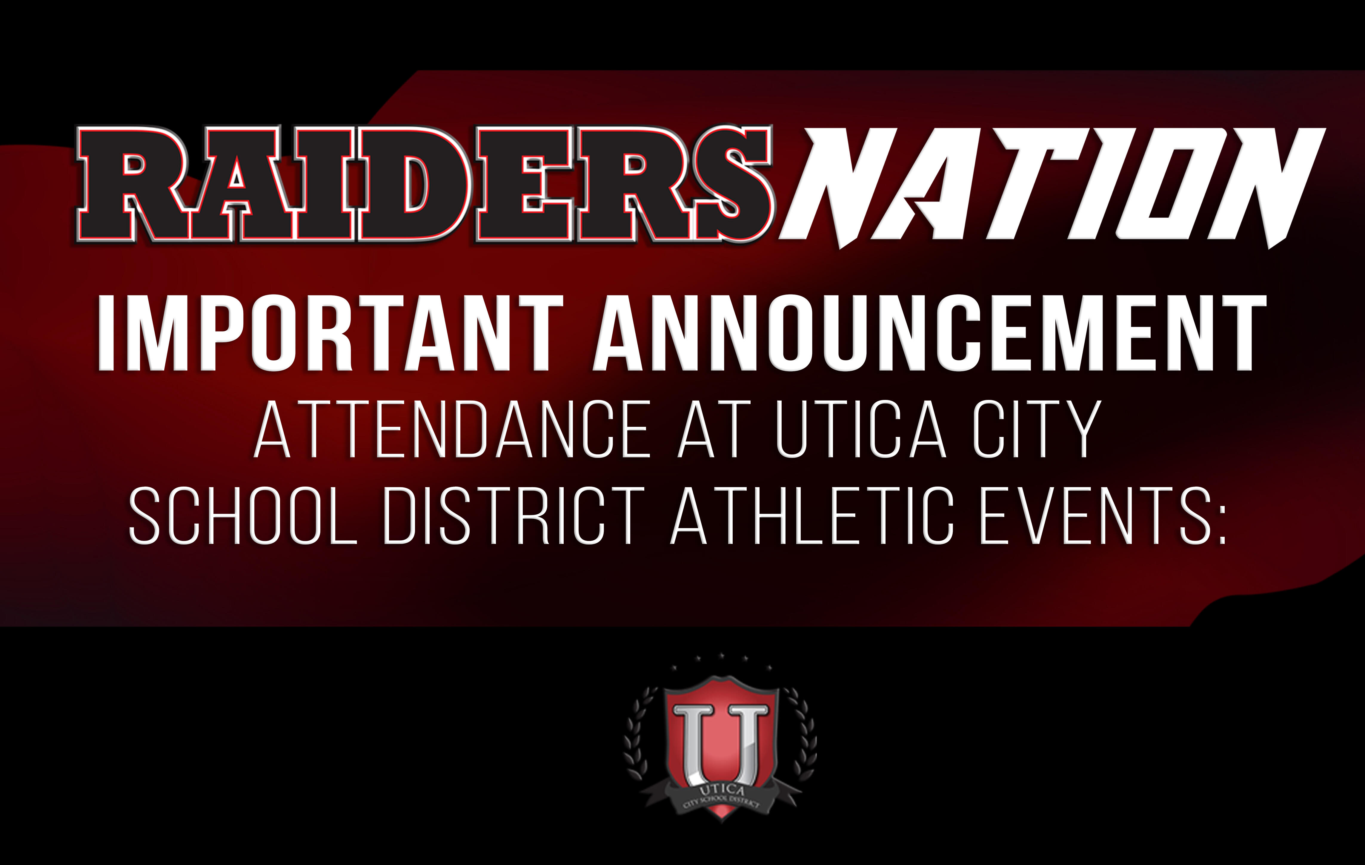 Važna najava - Prisustvo na atletskim događajima u Gradskoj školi Utica City District